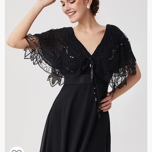 BABEYOND 1920s Shawl Wraps Sequin Beaded Evening Cape Bridal Shawl Bolero Flappe